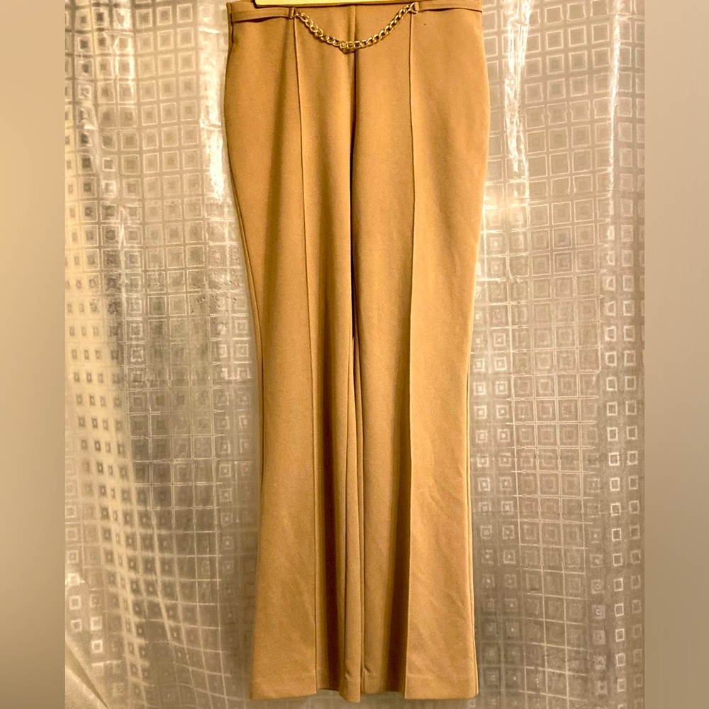 NYCC Beige Pleated High-Waisted Wide-Leg Pants